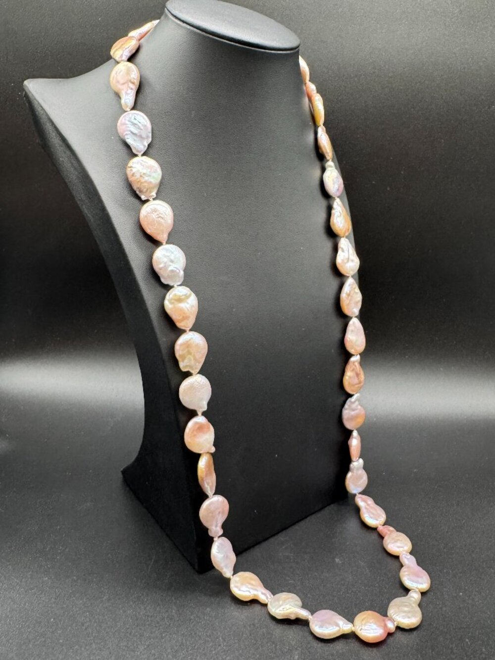 Genuine Freshwater Pearls Necklace Thick Nacre Coin Shaped Beads